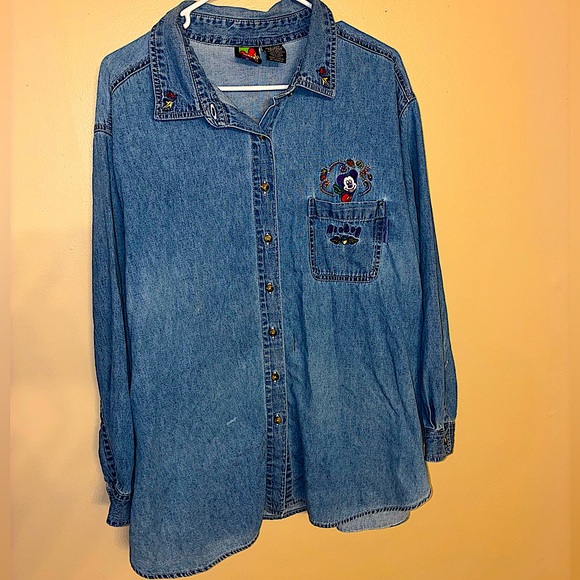 Vintage Mickey Mouse Denim Jacket Size XL 90s Y2K Fall Harvest Autumn Style - Picture 1 of 6